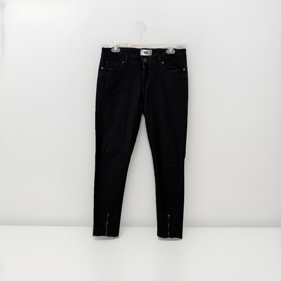Paige Jeans Women's 31 Black Verdugo Ankle Skinny Denim Stretch Low Rise - Picture 1 of 8
